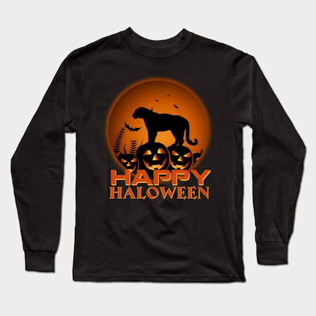 Tiger Pumpkin Happy Halloween Costume Funny Gifts Long Sleeve T-Shirt by jrgmerschmann